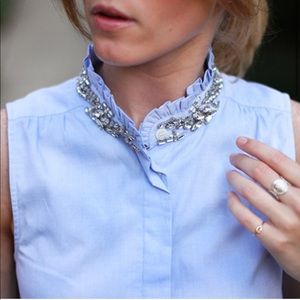 Jcrew Tilda blue rhinestone oxford top
